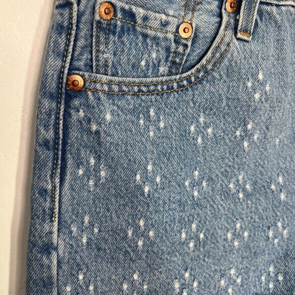 Levi's 501 Premium quality Button fly shorts Size 25 Distressed Dottie Blues - Picture 5 of 10